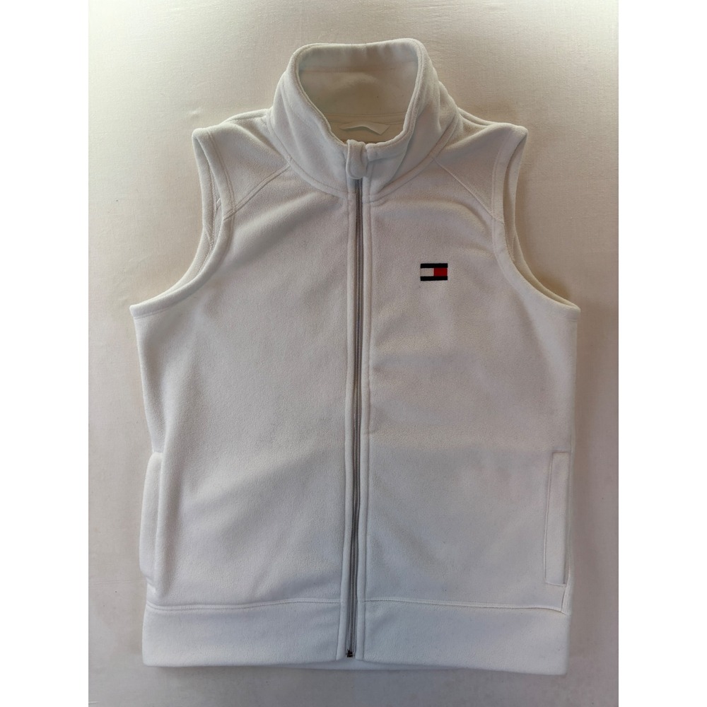 Tommy Hilfiger Sport White Fleece Full Zip Vest Womens Medium TPS9586V